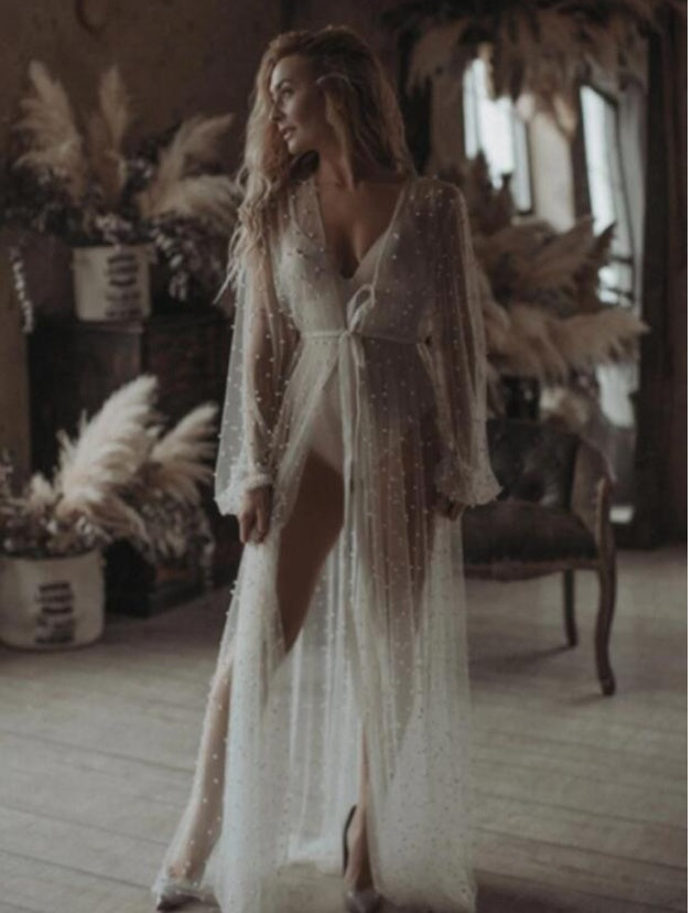 The Pearl Veil Long Bridal Robe