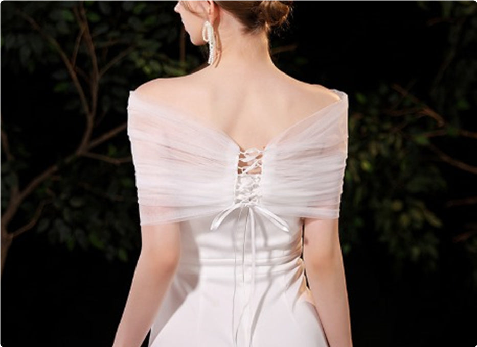 Bridal Wedding Pearl Mesh Thin Cape