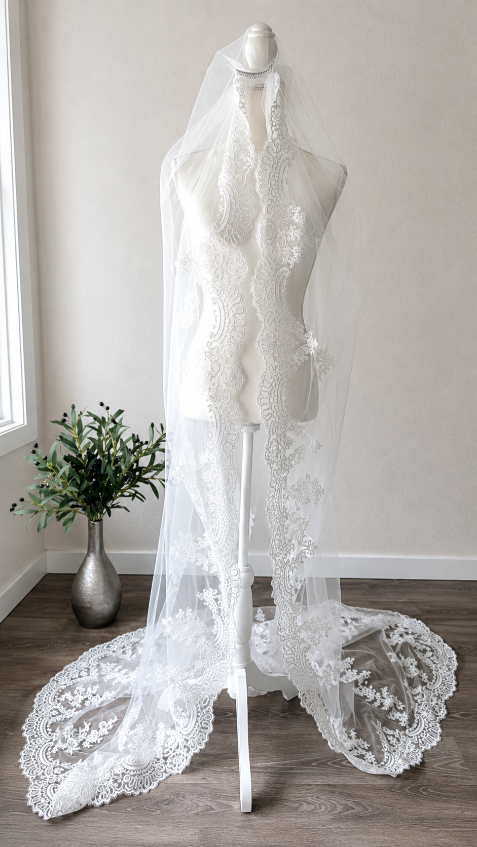 The Lace Mantilla- Cathedral Length Bridal Veil