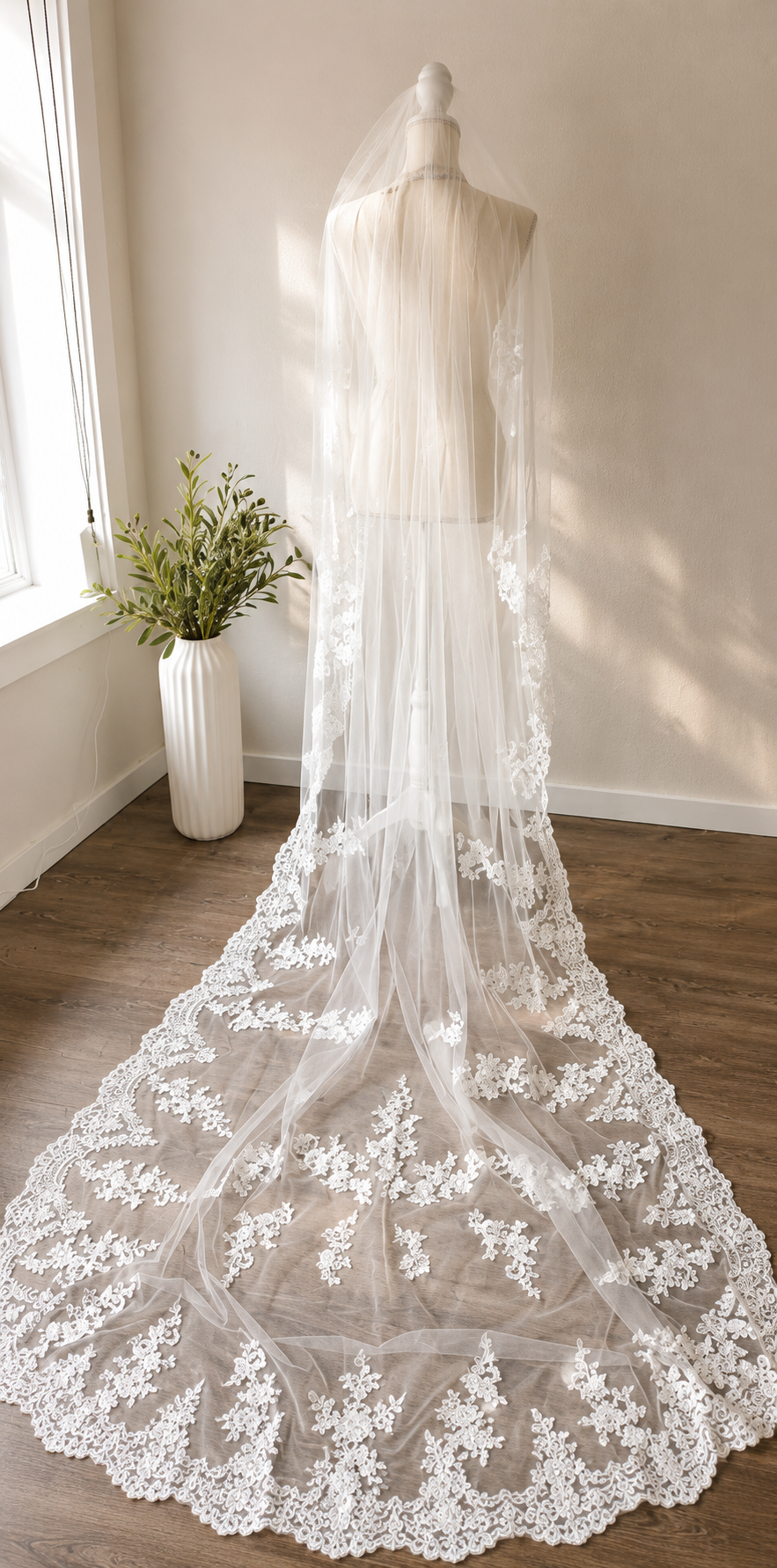 The Lace Mantilla- Cathedral Length Bridal Veil