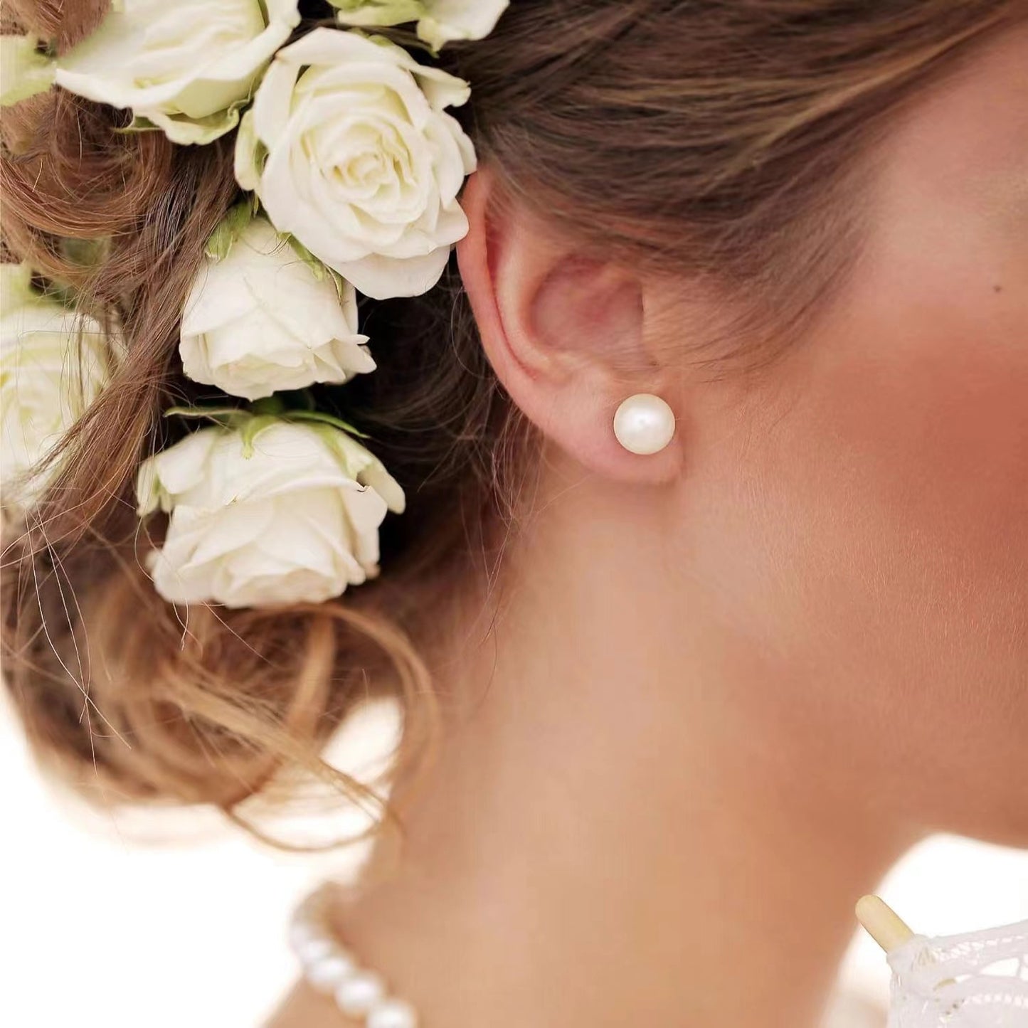 Modern Pearl Stud Earrings — Gold