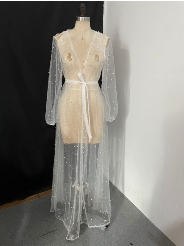The Pearl Veil Long Bridal Robe