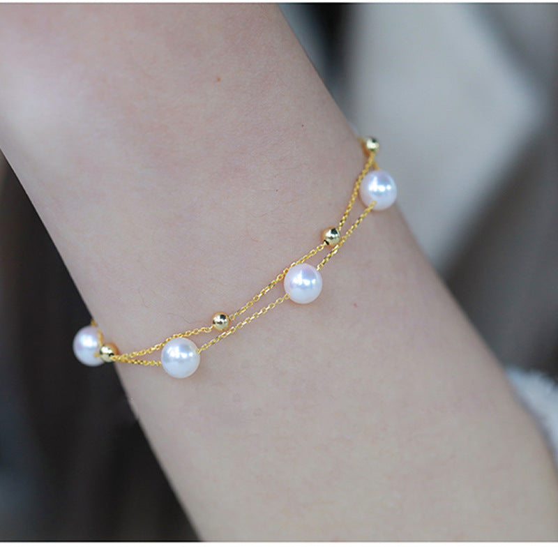 The Pearl Layer Bracelet — 18K Gold Finish