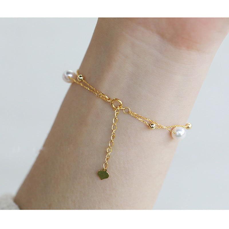The Pearl Layer Bracelet — 18K Gold Finish