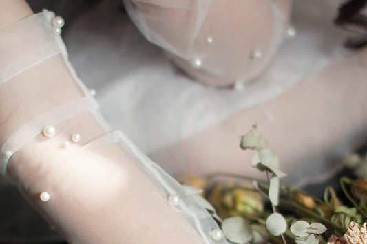 The Pearl Veil Gloves — Sheer Pearl Bridal Gloves in Soft Ivory