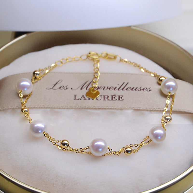The Pearl Layer Bracelet — 18K Gold Finish
