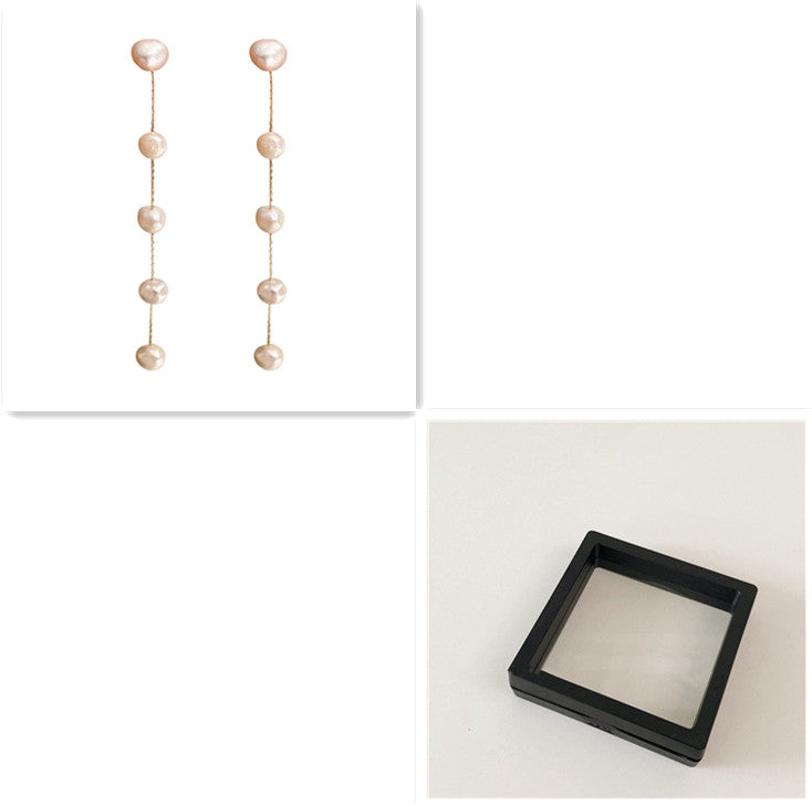 925 Silver Stud Freshwater Pearl Tassel Earrings