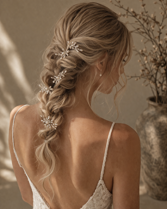 Romantic Pearl Vine Bridal Hair Pins— Set of 4