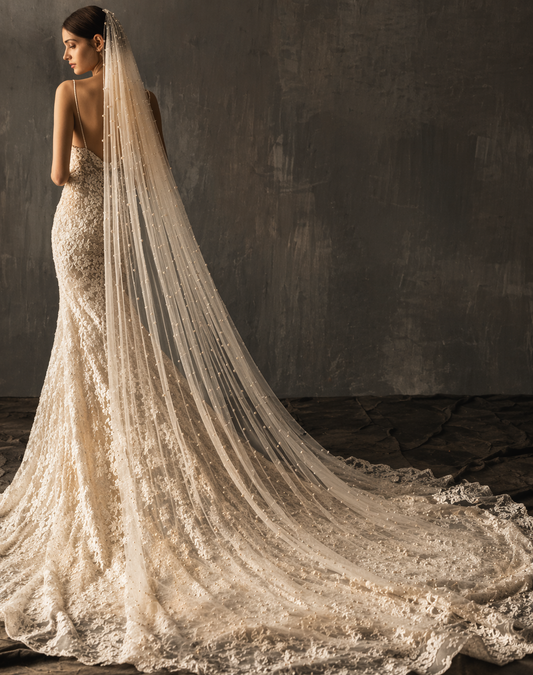 The Pearl Cathedral Veil- Ivory Pearl Wedding Veil